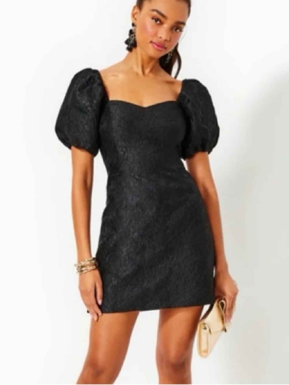 Lilly Pulitzer Morena Short Sleeve Romper Black Jacquard Size 00